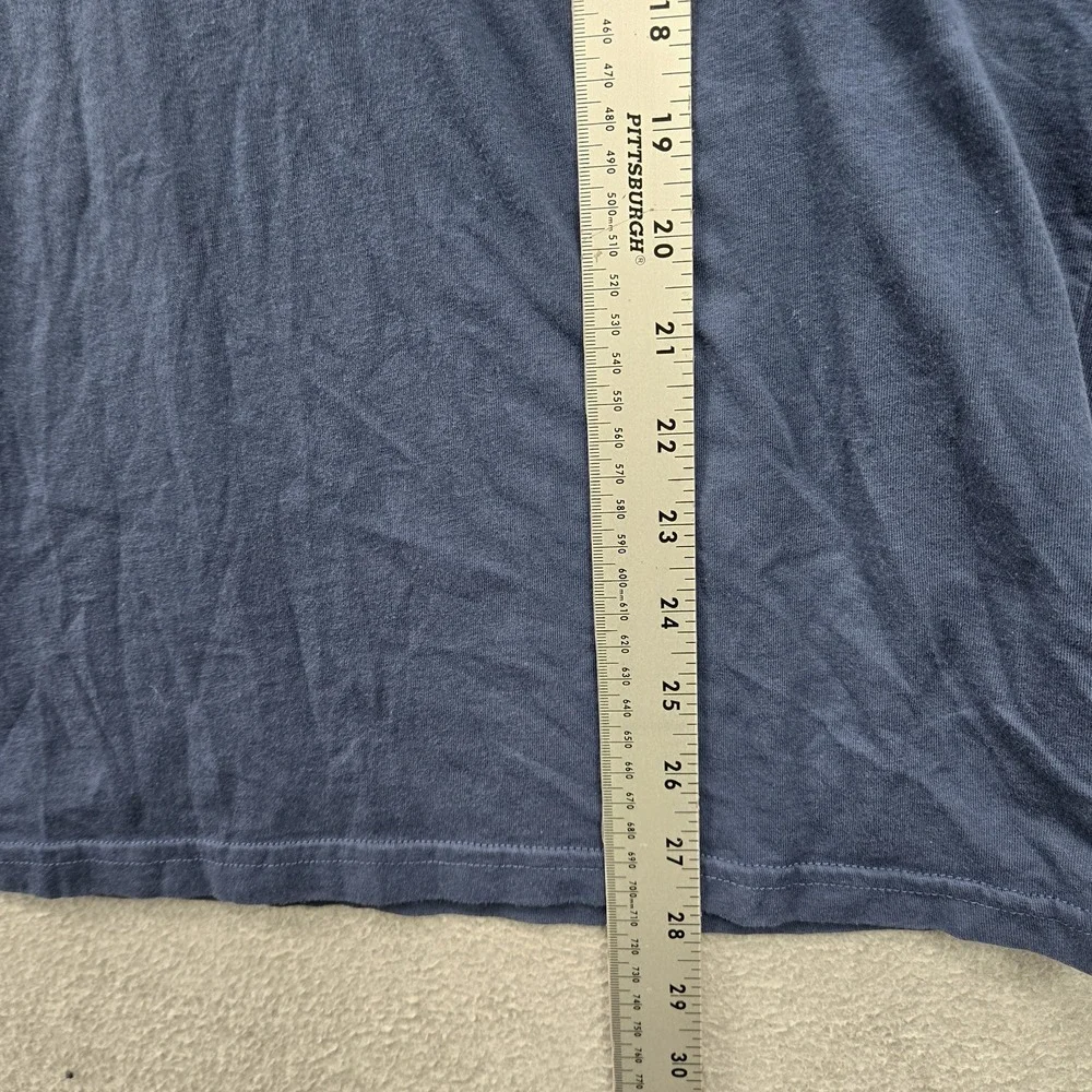 True Religion Men Shirt M/M Blue Henley Button Logo Long Sleeve